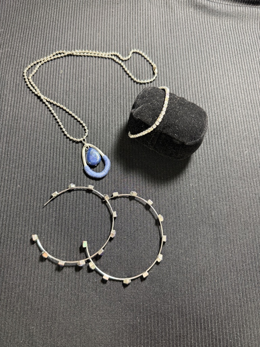 Women's Blue Teardrop Pendant Necklace - Silver-Tone Chain